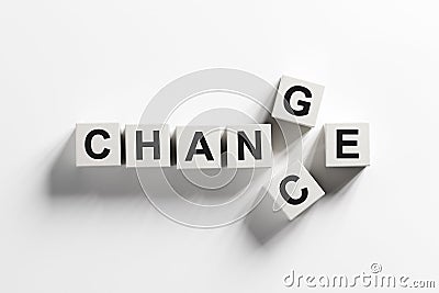 choice cube with word change to chance, Personal development and career growth or change yourself concept. Text on blocks and Stock Photo