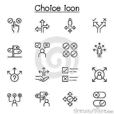 Choice icon set in thin line style Vector Illustration