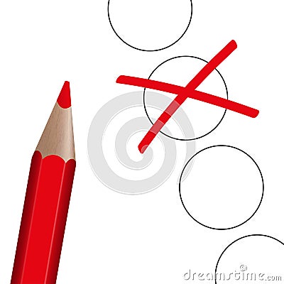 Choice - red pen with cross Vector Illustration