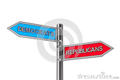 Choice between republicans and democrats. Isolated 3D illustration Cartoon Illustration