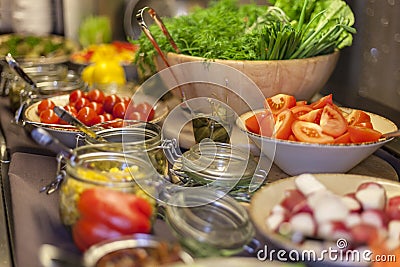 Choice of salads, buffet Stock Photo