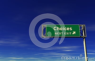 Choices - Freeway Exit Sign Stock Photo