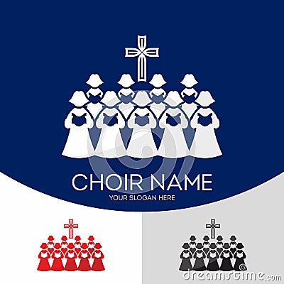 Choir Christian Church. Worship God. Music Ministry Vector Illustration