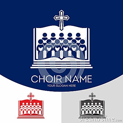 Choir Christian Church. Worship God. Music Ministry Vector Illustration