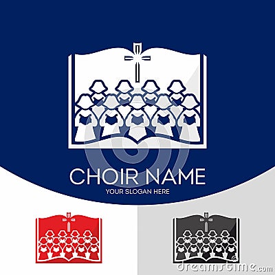 Choir Christian Church. Worship God. Music Ministry Vector Illustration