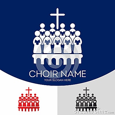 Choir Christian Church. Worship God. Music Ministry Vector Illustration