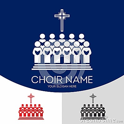 Choir Christian Church. Worship God. Music Ministry Vector Illustration