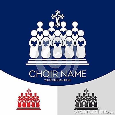 Choir Christian Church. Worship God. Music Ministry Vector Illustration