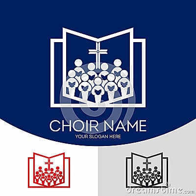 Choir Christian Church. Worship God. Music Ministry Vector Illustration