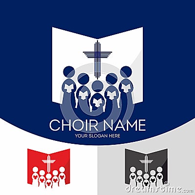 Choir Christian Church. Worship God. Music Ministry Vector Illustration