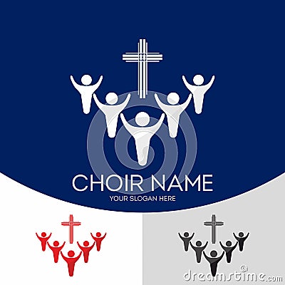 Choir Christian Church. Worship God. Music Ministry Vector Illustration