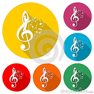 Choir guide logo, Choir icon, color set with long shadow Vector Illustration