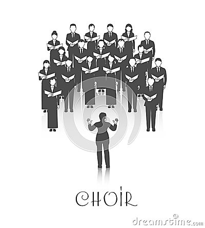 Choir Perforrmance Black Image Vector Illustration