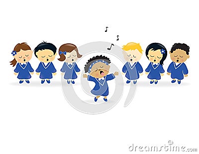 Choir singing Vector Illustration