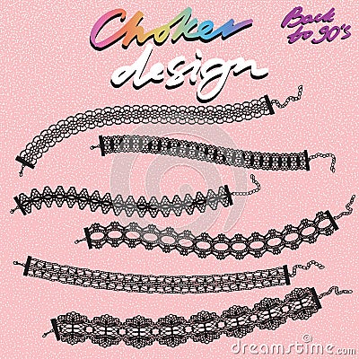 Choker design. Collection of chokers. Vector Illustration