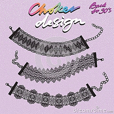 Choker design. Collection of chokers. Vector Illustration