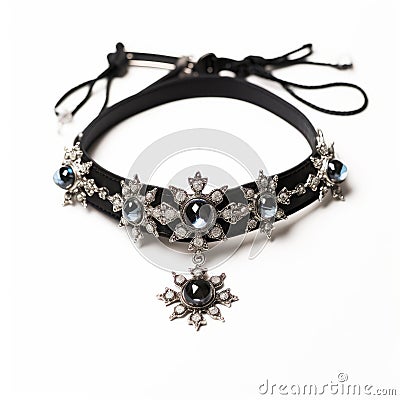Baroque Snowflake Choker With Intricate Silver Beads Stock Photo