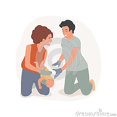 Choking first aid isolated cartoon vector illustrations. Vector Illustration