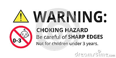 Choking hazard forbidden sign sticker not suitable for children under 3 years Vector Illustration