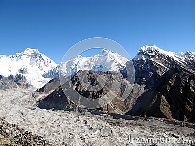 Chola Pass's Moraine in Himalaya Stock Photo