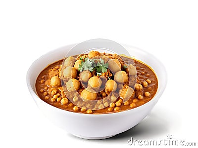 Chole bathure with chickpea curry and deep fried bread Stock Photo