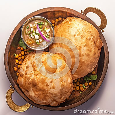 Chole Bhature a delectable combination of spicy chana masala. Stock Photo