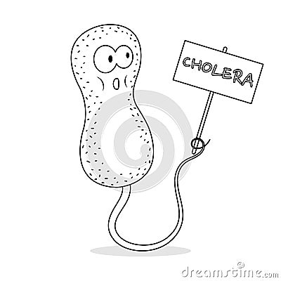 Cholera Disease Cell Vector Cartoon Colorless Vector Illustration