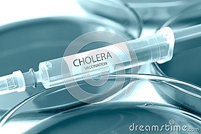 Cholera vaccination blue colored theme Stock Photo