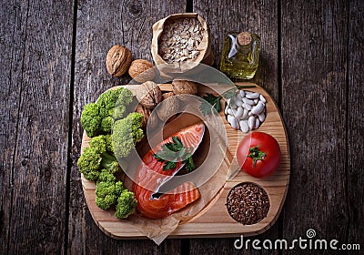 Cholesterol diet, healthy food for heart Stock Photo