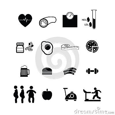 Cholesterol icons set Vector Illustration