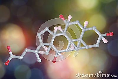 Cholic acid molecule Cartoon Illustration