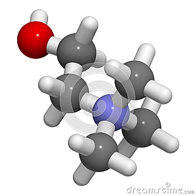 Choline essential nutrient molecule. 3D rendering. Atoms are represented as spheres with conventional color coding: hydrogen ( Stock Photo