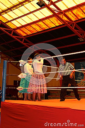 Cholita female wrestlers Editorial Stock Photo