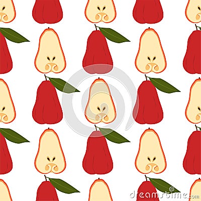 Chompu Fruit. Seamless Vector Patterns Vector Illustration