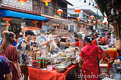 100 year old Chinese Market at rush hour Editorial Stock Photo