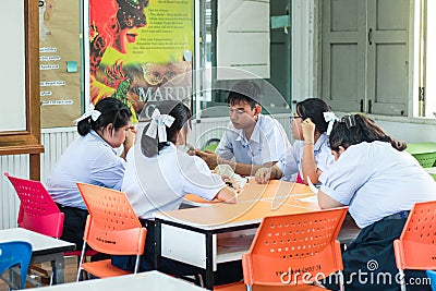 Group meeting of Thai student for presntation. Editorial Stock Photo