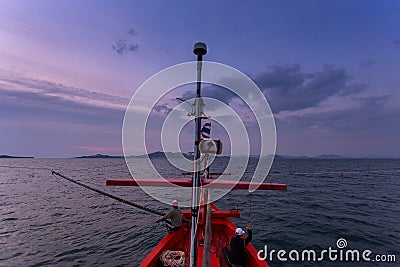 CHONBURI THAILAND - JANUARY 14 2018: fisherman work and travel by fisherman boat with fishing rod and fisherman gears on JANUARY 1 Editorial Stock Photo