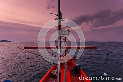 CHONBURI THAILAND - JANUARY 14 2018: fisherman work and travel by fisherman boat with fishing rod and fisherman gears on JANUARY 1 Editorial Stock Photo