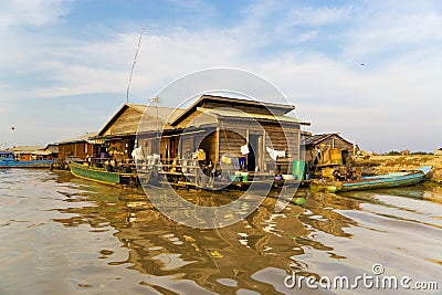 Chong Kneas Floating House, Cambodia Stock Photo