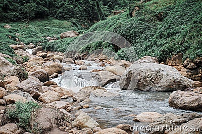 Chong Lom waterfall landscape.Travel destination at Khun Dan Prakan Chon Dam Nakhon Nayok Thailand Stock Photo