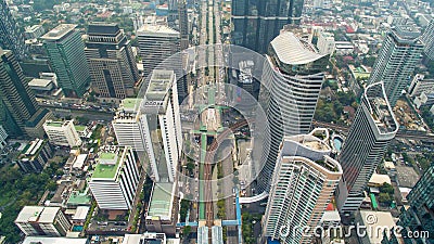 Chong nonsi station Aerial view Sathon road of Bangkok Editorial Stock Photo