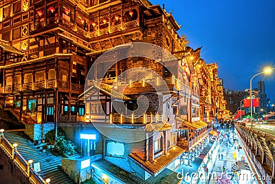 Chongqing, China`s classical architecture: Hongyadong Stock Photo