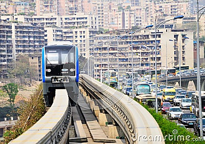 Chongqing monorail System Editorial Stock Photo