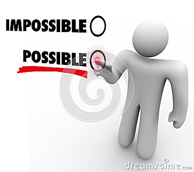Choose Possible Vs Impossible Positive Attitude Touch Screen Stock Photo