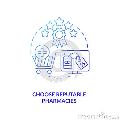 Choose reputable pharmacies concept icon Cartoon Illustration