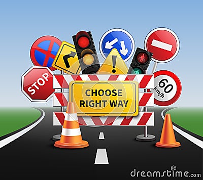 Choose Right Way Realistic Concept Vector Illustration