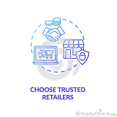 Choose trusted retailers concept icon Vector Illustration