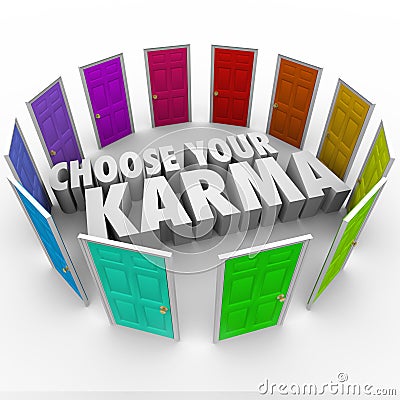 Choose Your Karma Many Doors Paths Fate Destiny Luck Stock Photo