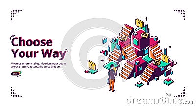 Choose your way, career development banner Vector Illustration