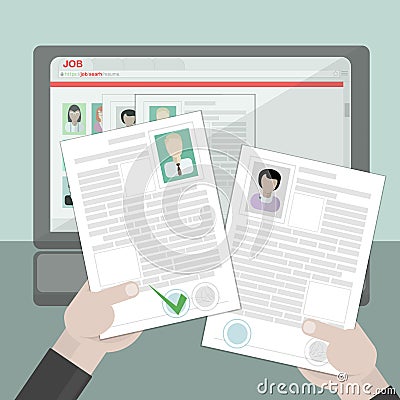 Choosing best resume. Vector Illustration